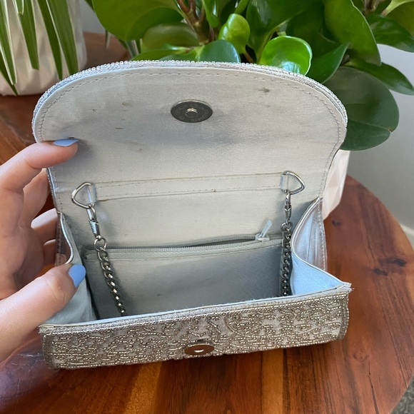 Silver and Grey Embellished Bag - Picture 4 of 6